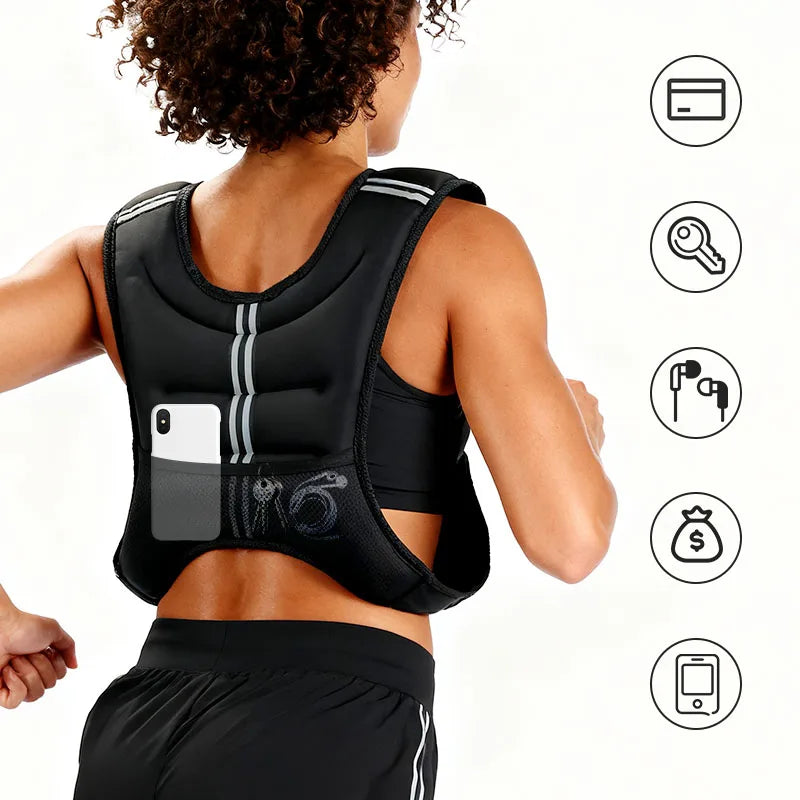 12lb Weighted Vest with Reflective Stripe — Running, Strength Training &amp; Muscle Building
