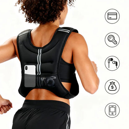 12lb Weighted Vest with Reflective Stripe — Running, Strength Training & Muscle Building