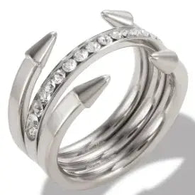 Crystal Zircon Stacking Ring — 18K Gold or Silver Plated, Stainless Steel