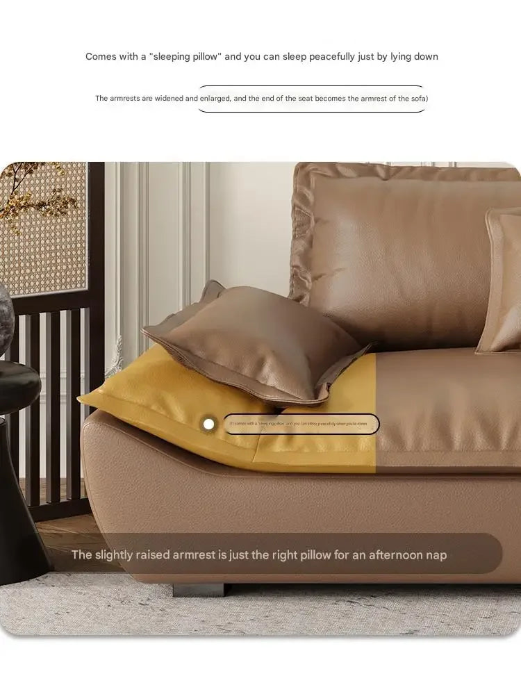 Luxury Genuine Leather Sofa — Designer Modular Living Room Seating
