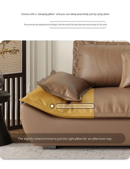 Luxury Genuine Leather Sofa — Designer Modular Living Room Seating