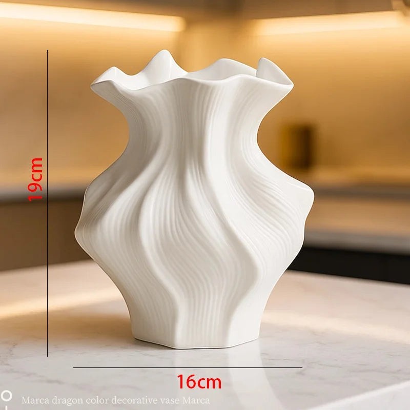 Textured Ceramic Wave Vase