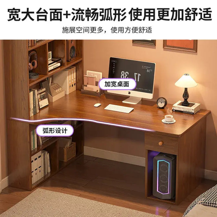 L-Shaped Corner Desk with Bookshelf — Jonine&