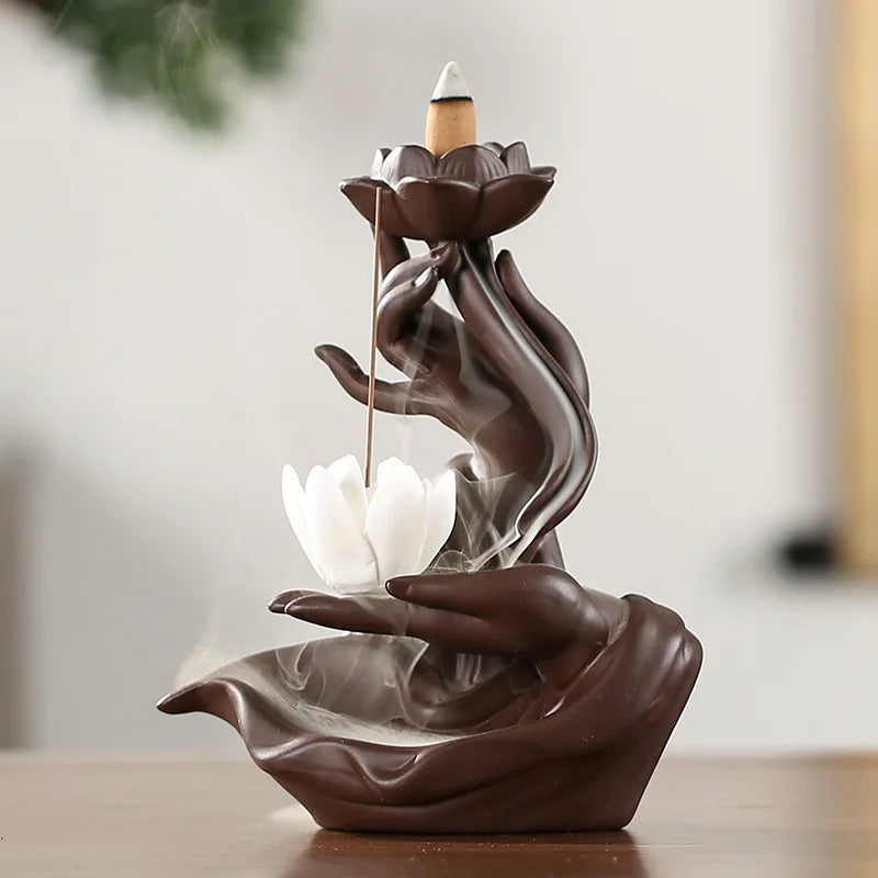 The Zen Burner — Purple Sand Ceramic Backflow Incense Holder for Cone &amp; Stick Incense