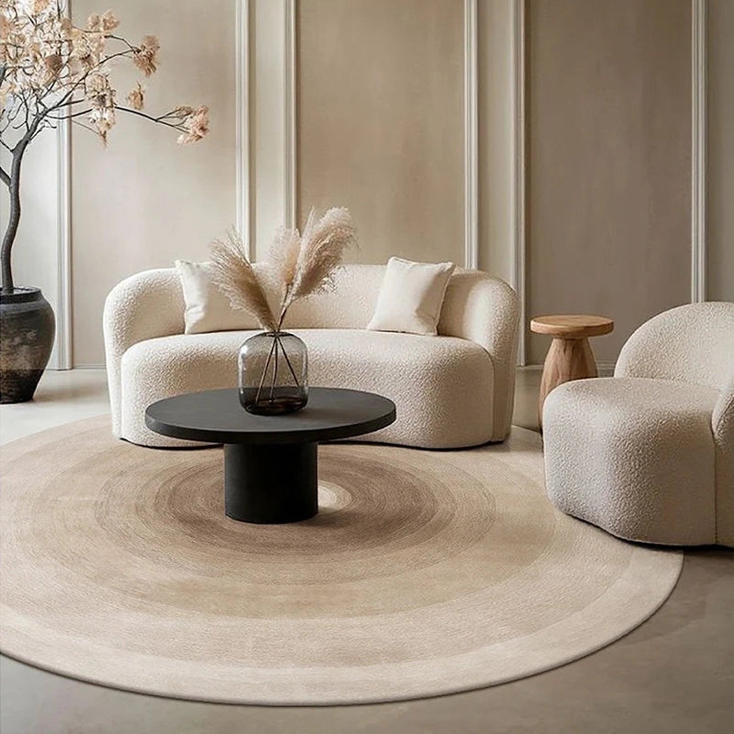 Round Gradient Area Rug — Machine Washable Non-Slip Floor Mat for Living Room &amp; Bedroom