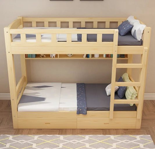 Modern Wooden Bunk Bed — Safe & Stylish Kids' Bedroom Furniture