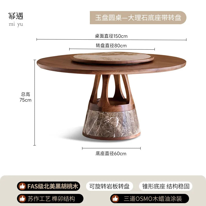 Mid-Century Round Dining Table — Solid Wood, Seats 4