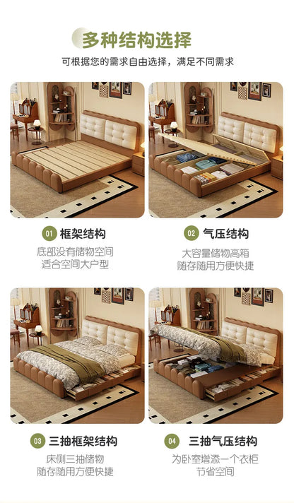 Elegant Upholstered Platform Bed — Modern Double Bed Frame