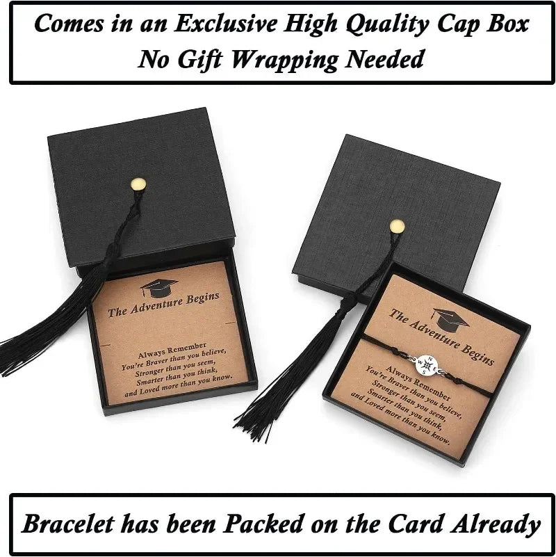 Graduation Gift Box Set — Compass, Bracelet & Keepsake Card