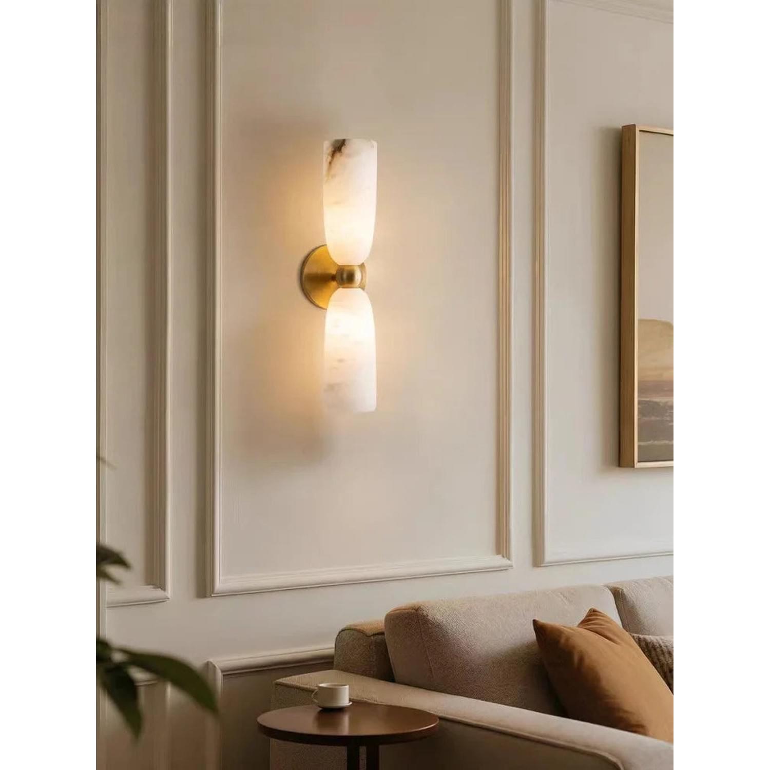 Alabaster Long Wall Sconce — Luxury Marble Wall Lamp for Bedroom &amp; Living Room