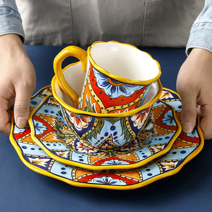 Hand-Painted Ceramic Steak Plate — Irregular Western Dinnerware
