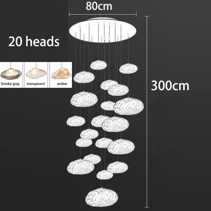 Modern Luxury LED Staircase Chandelier — Dimmable Multi-Head Pendant Light