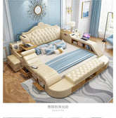 Headboard Storage Double Bed Queen Drawers King Size Smart Bed Luxury Princess Modern Letto Matrimoniale Bedroom Furniture Jonine&