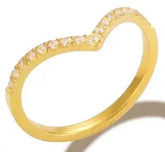 Crystal Zircon Stacking Ring — 18K Gold or Silver Plated, Stainless Steel