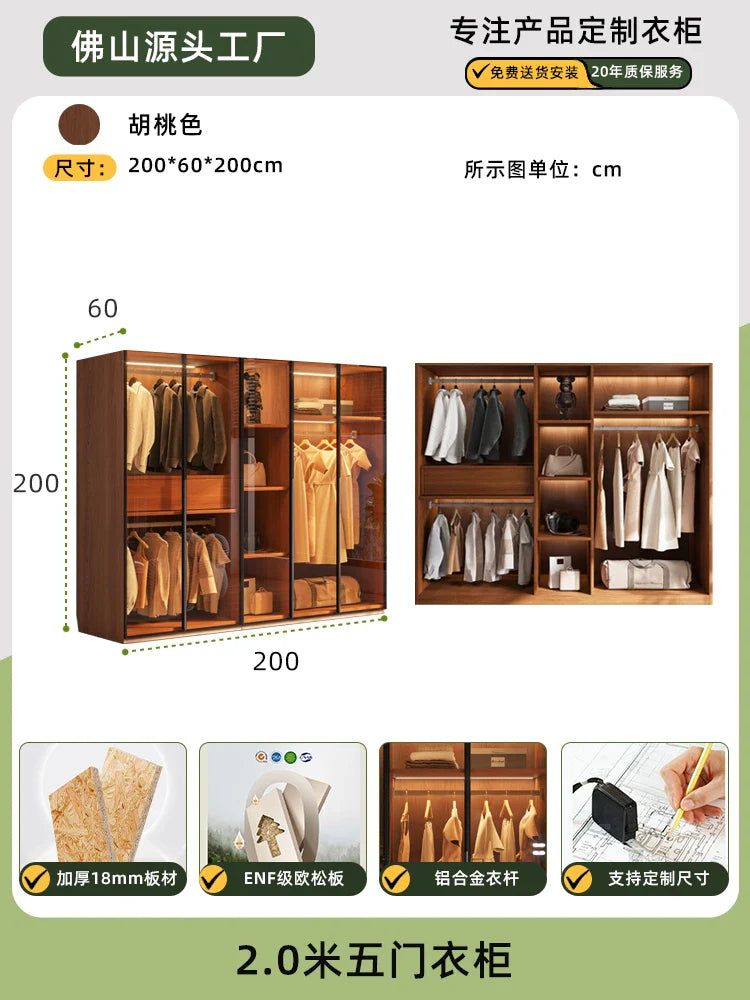 Modern Glass Wardrobe — L-Shaped Corner Closet with Luxury Storage