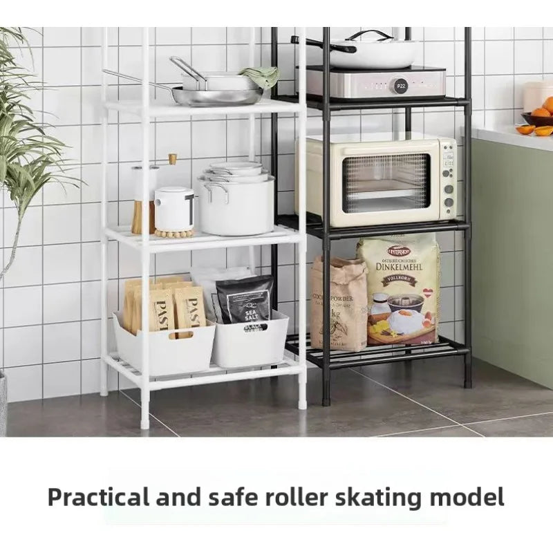 Kitchen storage cart for shelves - multi-level floor-standing household storage unit - bathroom shelf - microwave oven shelf