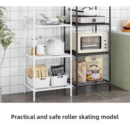 Kitchen storage cart for shelves - multi-level floor-standing household storage unit - bathroom shelf - microwave oven shelf