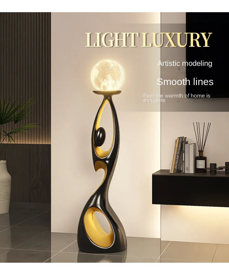 Movement Frozen in Time — Resin Floor Sculpture with Ambient Light