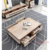 Marble & Wood Living Room Furniture Set — Coffee Table, TV Stand & Side Cabinets Jonine’s Corner