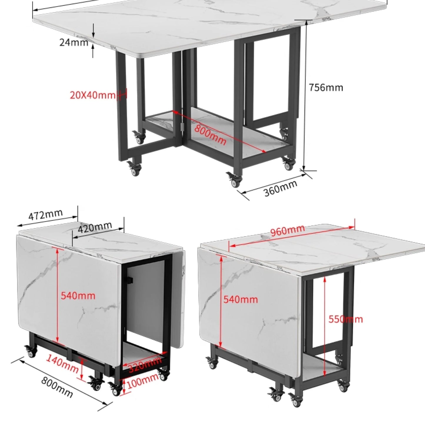 Italian Luxury Foldable Dining Table