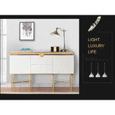 Modern Glass & Steel Sideboard Cabinet Jonine’s Corner