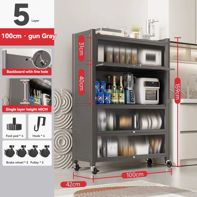 Five Levels of Order — 5-Tier Steel Kitchen Storage Cart