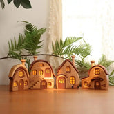 Nordic Style Wooden House Ornaments Miniature Landscape Creative Cute Gifts Home Decor Wooden Building Desktop Decorations — Uncategorized