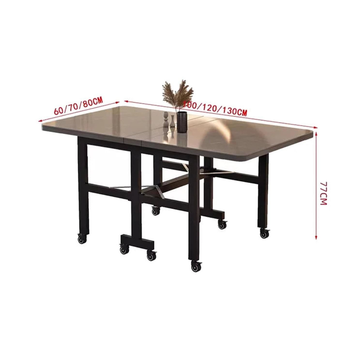 Extendable Dark Luxury Dining Table — Space-Saving with Casters