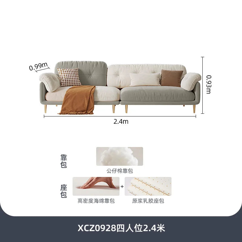 Cream Luxury Corner Sofa — Modern 3-Seat Living Room Sofa
