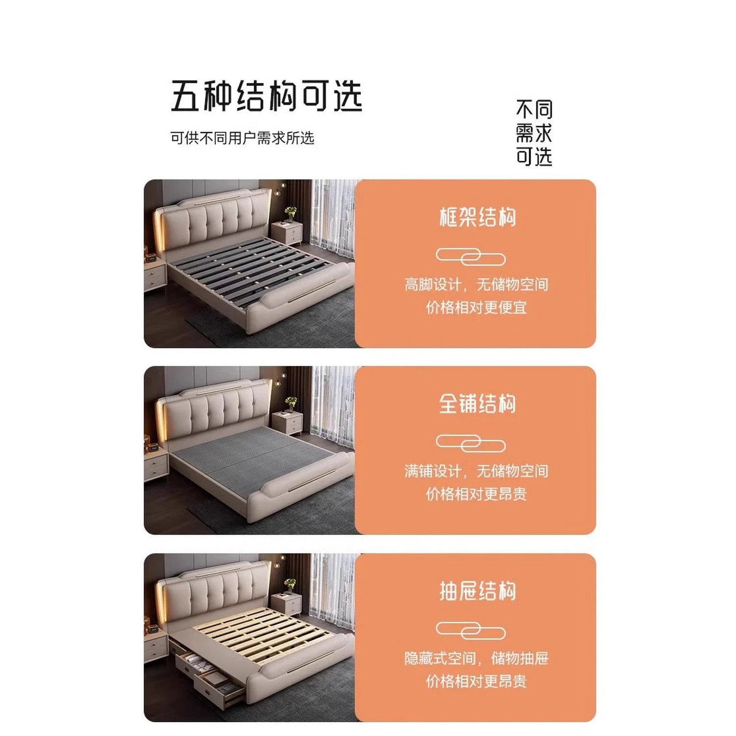 French King Upholstered Bed — Double Lounge Bedroom Frame