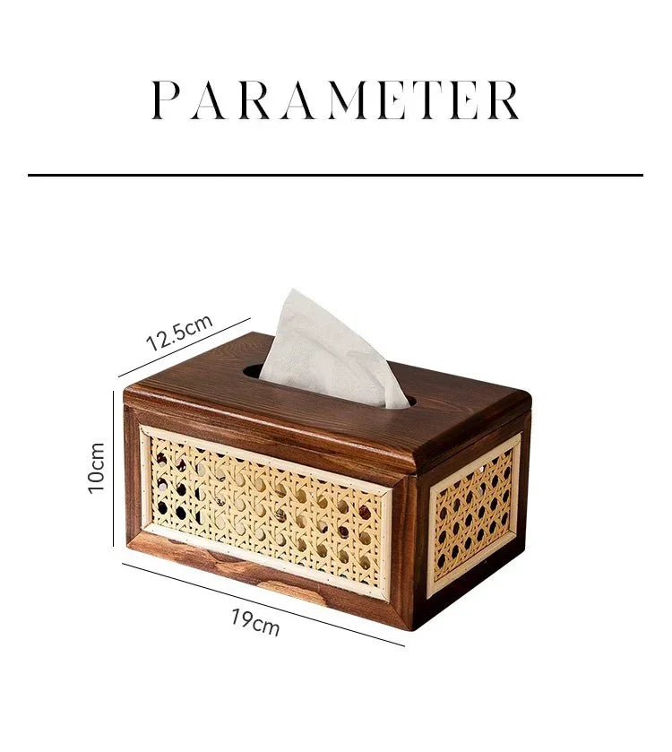 Rattan & Wood Tissue Box