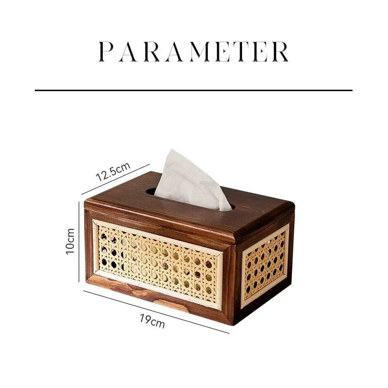 Rattan &amp; Wood Tissue Box