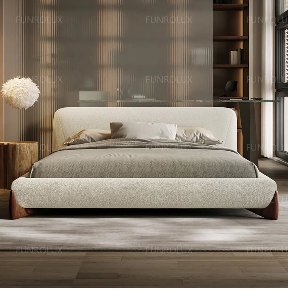 Japanese Tatami Platform Bed — Minimalist Fabric Upholstered Frame