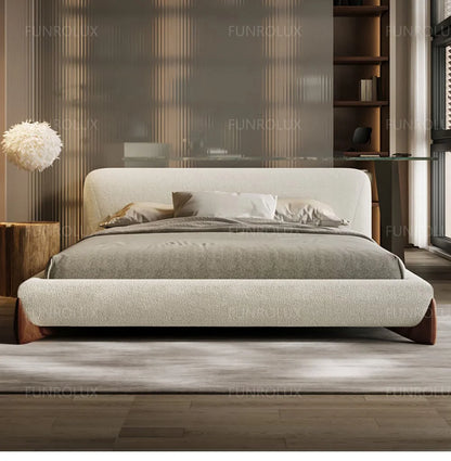 Japanese Tatami Platform Bed — Minimalist Fabric Upholstered Frame