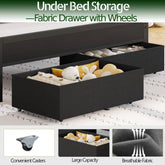 Queen Bed Frame with Charging Station and LED Lights, Grey Upholstered Headboard with Shelves, Metal Platform Bed, Customized Jonine&