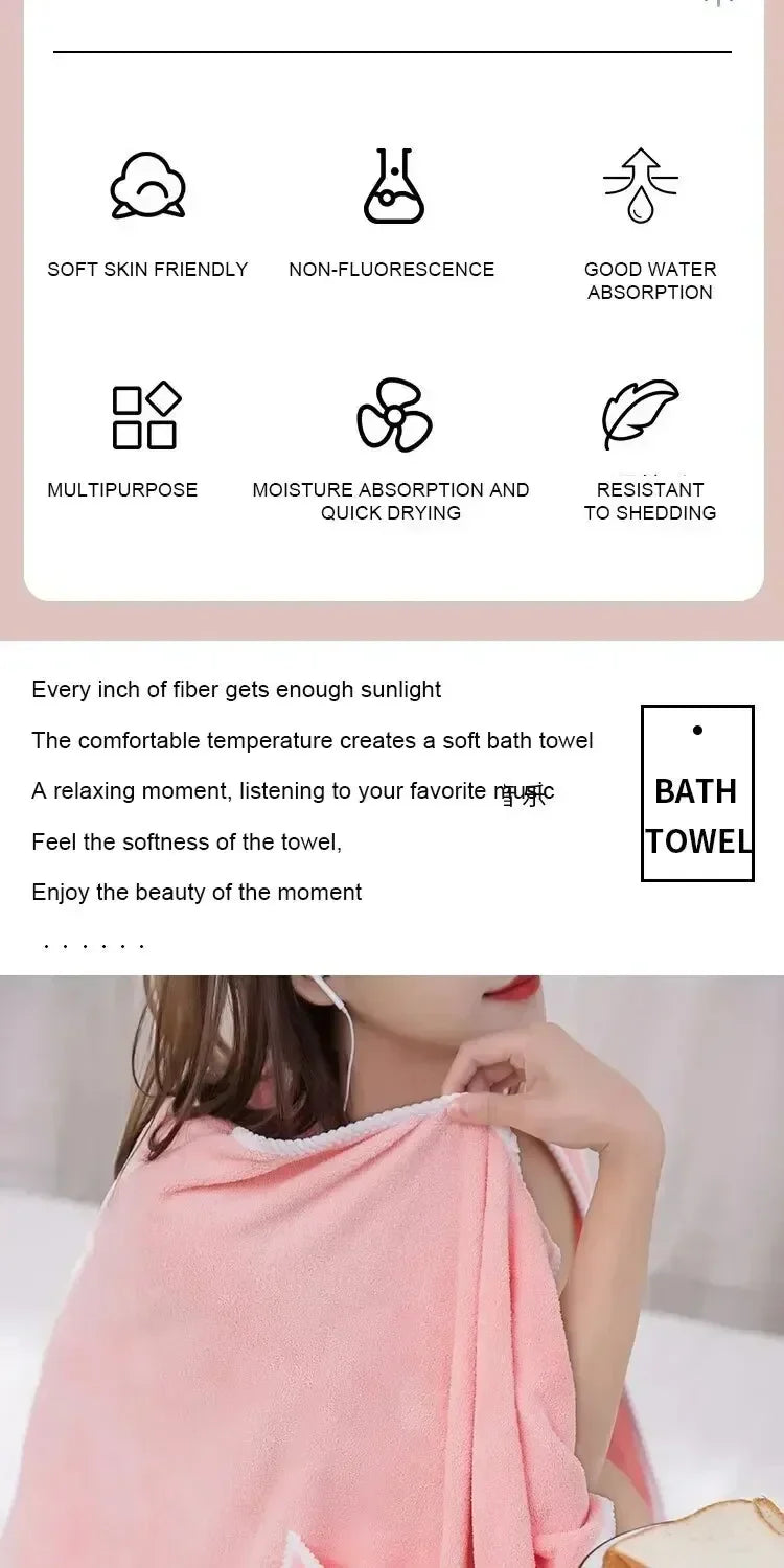 Wrap &amp; Go — Wearable Fast-Dry Bath &amp; Beach Towel (140×85cm)