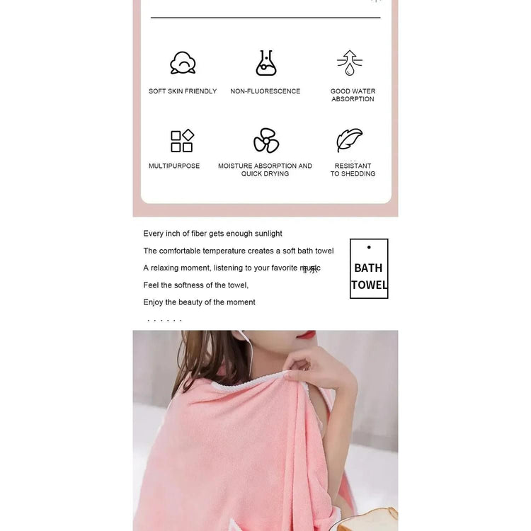 Wrap & Go — Wearable Fast-Dry Bath & Beach Towel (140×85cm)