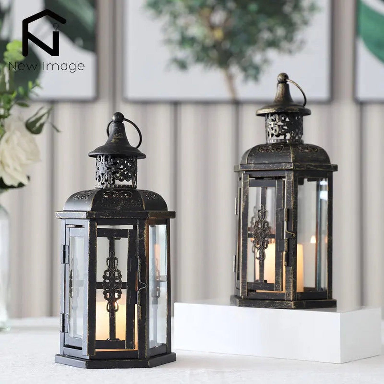 Moody &amp; Minimal — Black Iron Hanging Candle Lantern