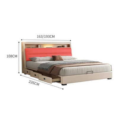 Luxury Multifunctional Bed Frame with Storage Headboard