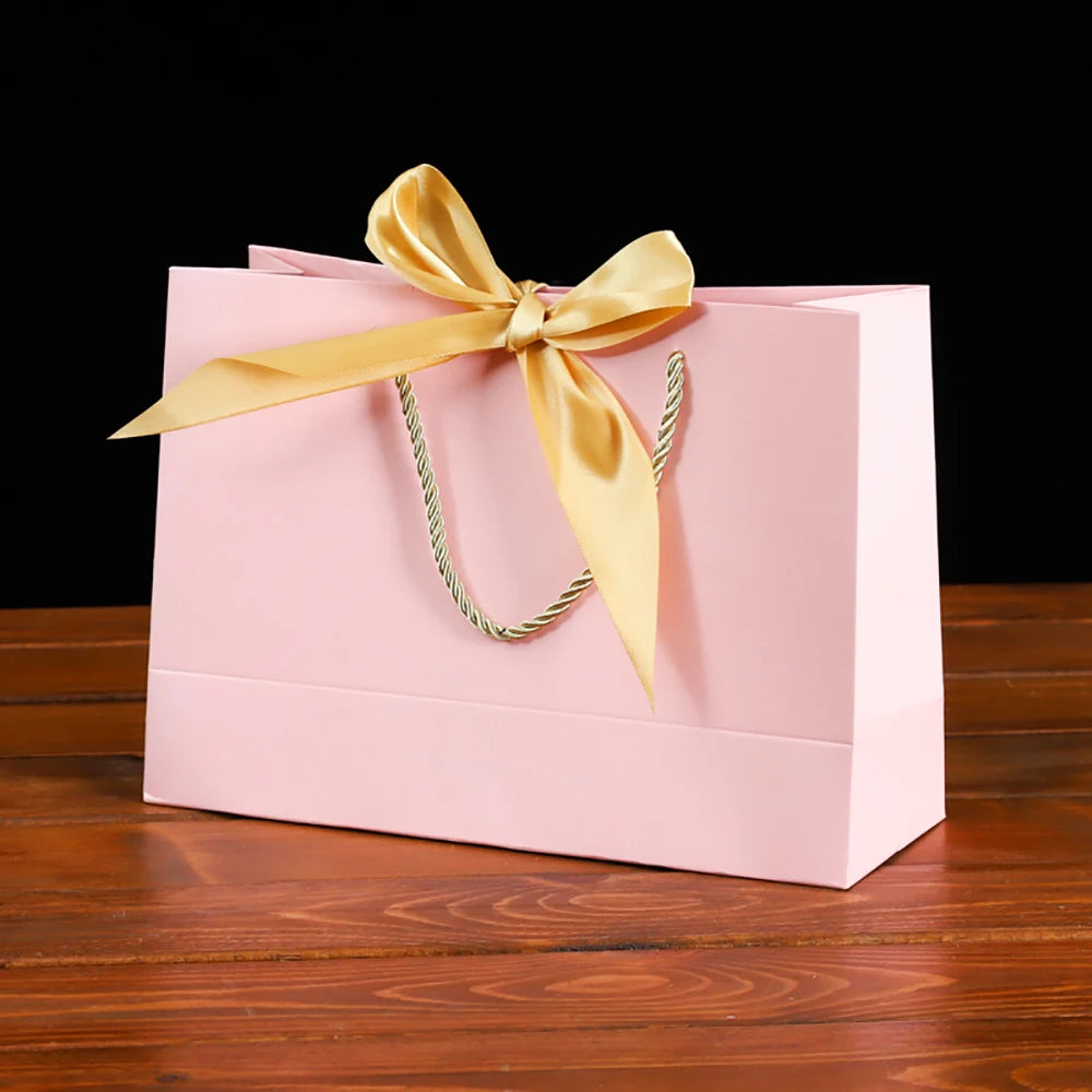 Bow Ribbon Paper Gift Bags with Handles