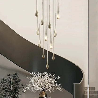 Golden Branch Staircase Chandelier — Multi-Light Pendant for Duplex &amp; Statement Spaces Jonine&