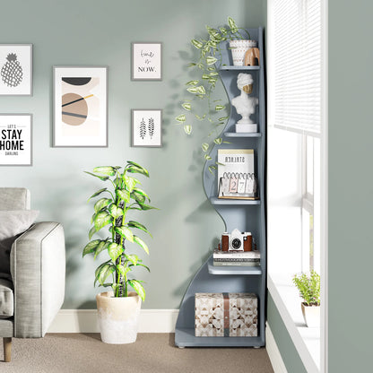 The Corner That Finally Does Something — Tribesigns 5-Tier Wall Corner Bookshelf & Plant Stand