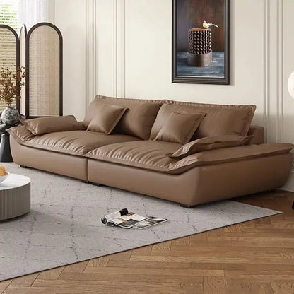 Luxury Genuine Leather Sofa — Designer Modular Living Room Seating
