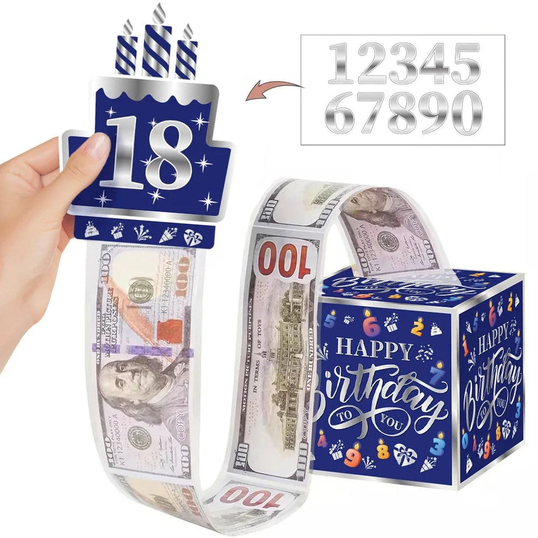 Surprise Money Pull Gift Box with Birthday Card &amp; DIY Stickers