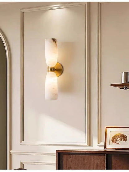 Alabaster Long Wall Sconce — Luxury Marble Wall Lamp for Bedroom & Living Room