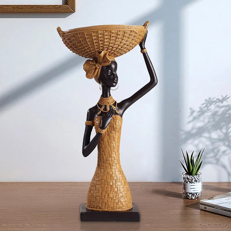 Woven in Gold — Tribal Weave Resin Sculpture in Bohemian Gold & Brown
