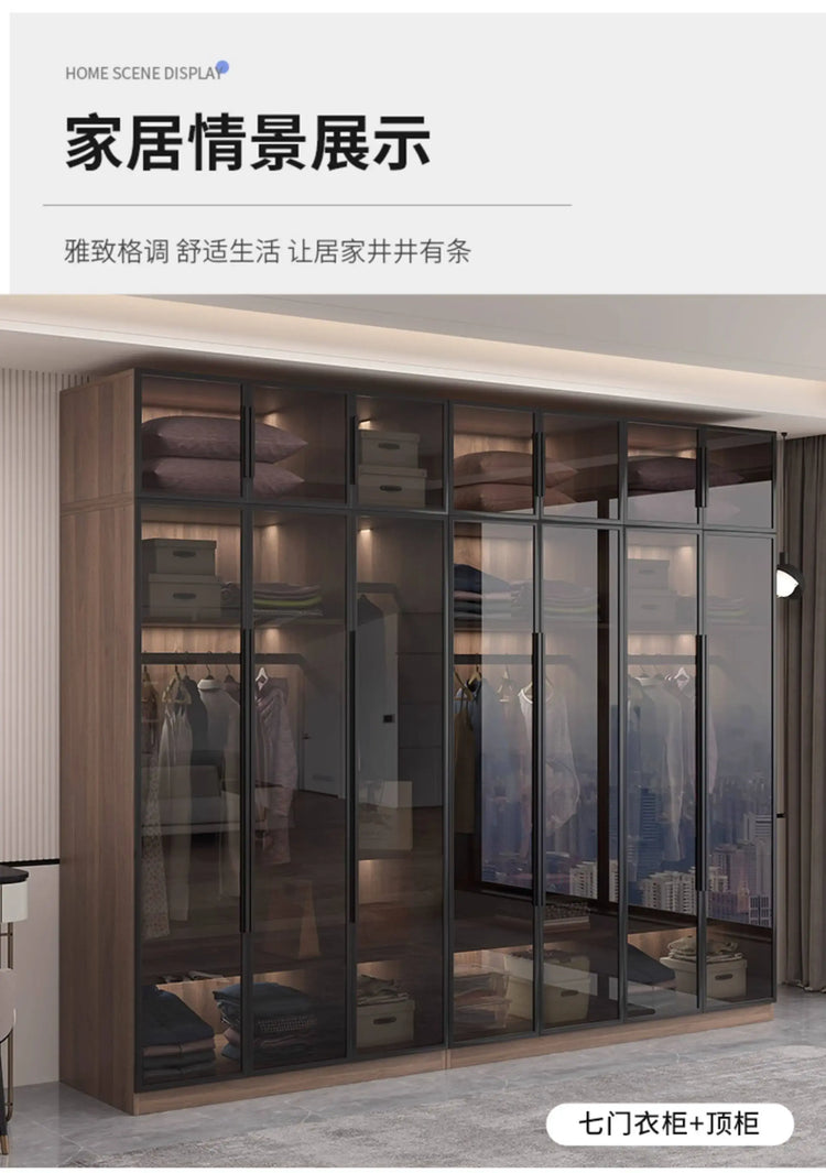Glass light luxury corner cloakroom wardrobe Double clothes closet cabinets and wardrobes Cabinet dressing clothe home furniture Jonine&