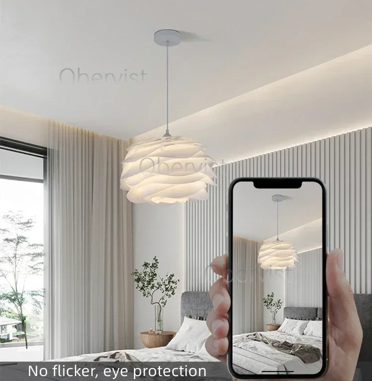 White Rose Petal Pendant Light — Nordic Sculptural Chandelier Jonine&
