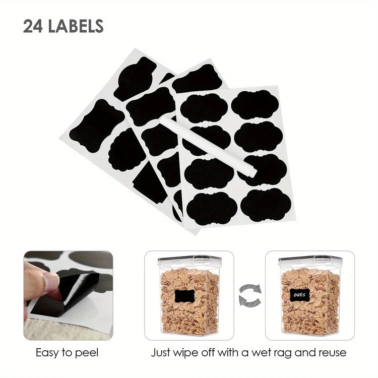 6-Piece Airtight Food Storage Container Set with Labels Jonine’s Corner