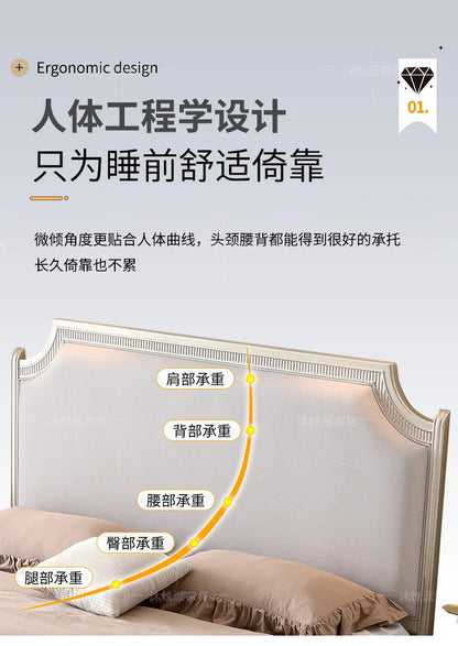 European Minimalist Waterproof Bed Frame with Headboard
